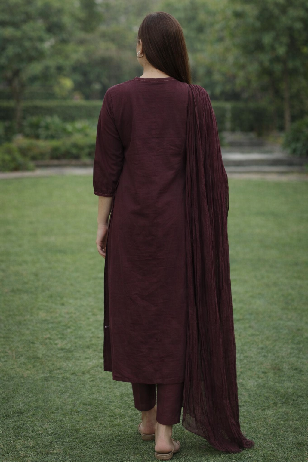 Urmi fashion Elegant Maroon Embroidered Kurta Set with Dupatta