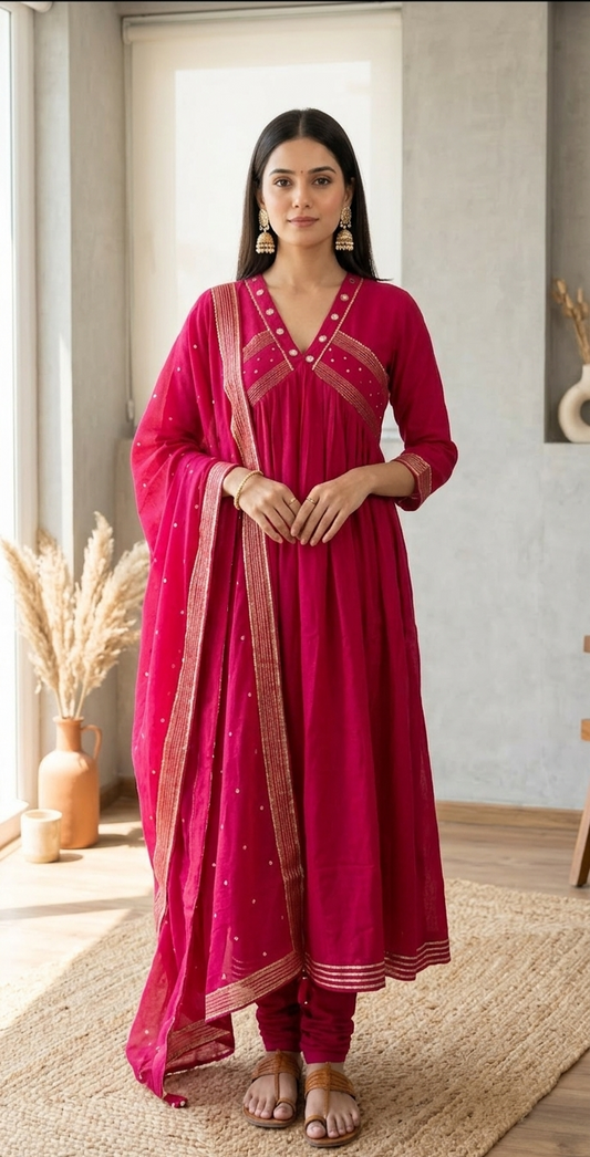 Urmi fashion Elegant Pink Kurta Set with Dupatta – Graceful Ethnic Wear for Women ✨